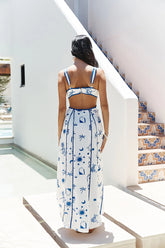 Seaside Charm Cutout Maxi Dress Blue